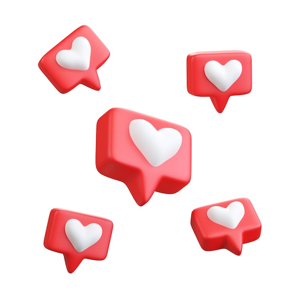 social media like notification icon 3d rendering