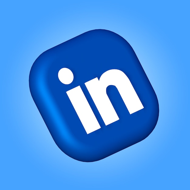 Трехмерная иконка LinkedIn в социальных сетях с прозрачным фоном Иллюстрация трехмерной иконки LinkedIn