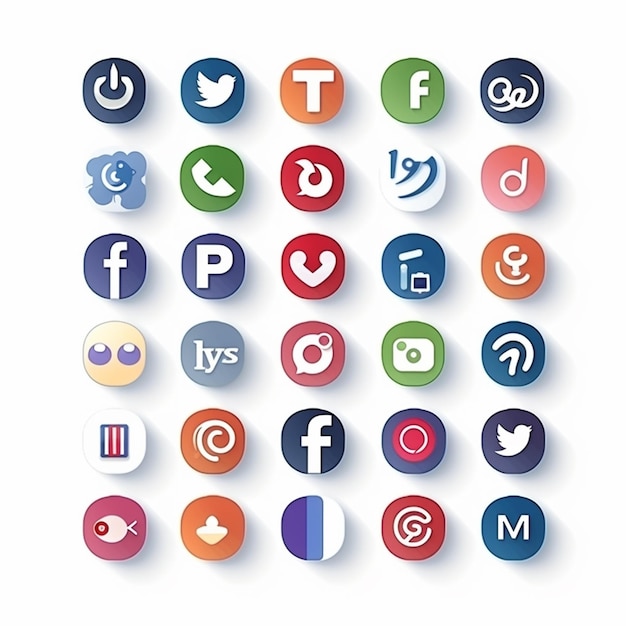 Foto social media logo's verzameling in platte stijl op witte achtergrond