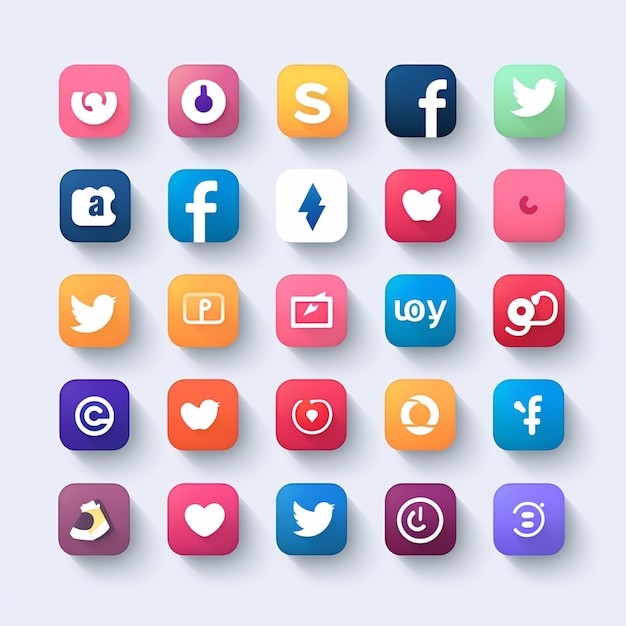 Коллекция логотипов социальных сетей в плоском стиле