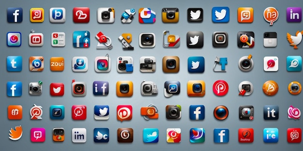 Social media logos and icons set