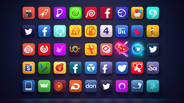 social media logos and icons set