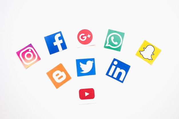 Social media logos over white background