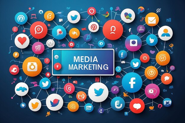 Social Media Marketing Concept Background with various icons