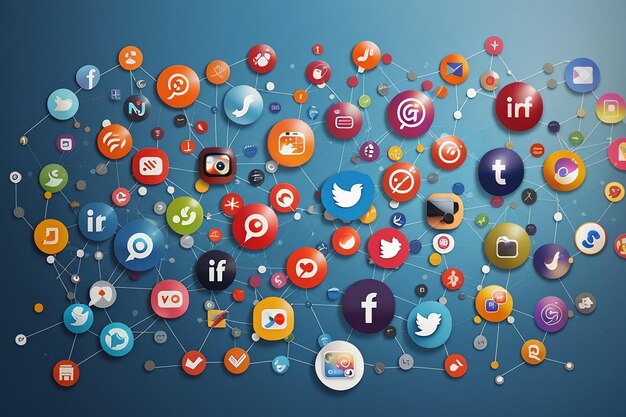 Foto concetto di marketing dei social media per il marketing con applicazioni