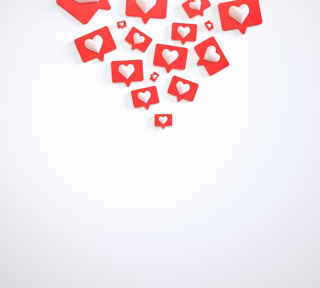 Photo social media marketing heap of like buttons 3d render