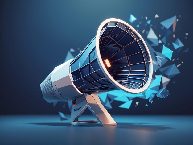 Social media marketing megaphone lowpoly wireframe concetto