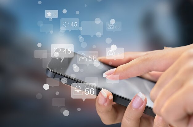 Photo social media and marketing virtual icons screen concept.