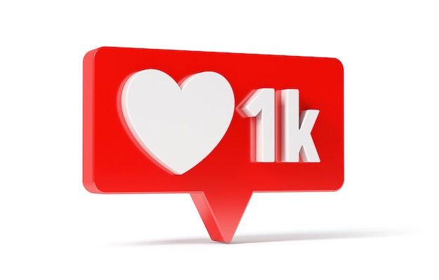 Photo social media network love and like heart icon, 1 k