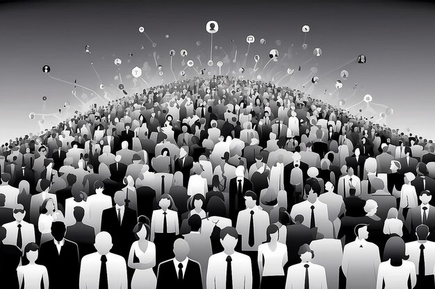 Photo social media people network illustration black and white eps file is available