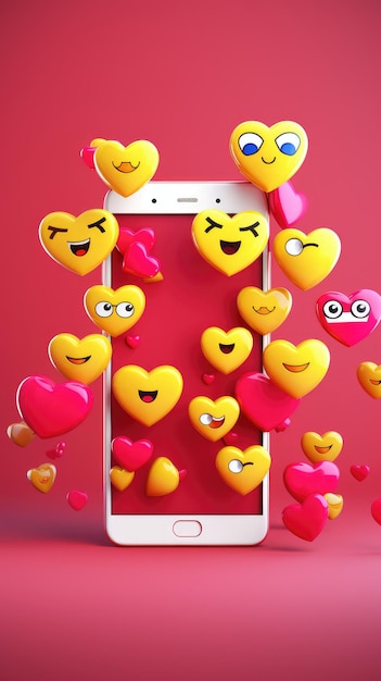 Social media platform online social communication applications concept emoji hearts chat