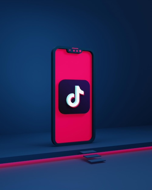 Photo social media tiktok icons with smartphone 3d rendered