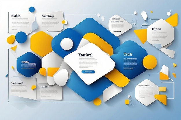 Social media tutorial tip trick quick tips layout template with geometric background design in blue