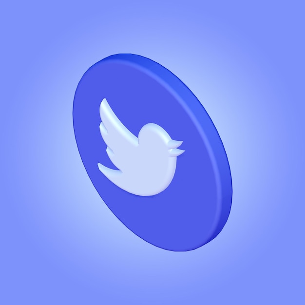 Social media Twitter 3d icon render with transparent background Twitter 3d icon illustration