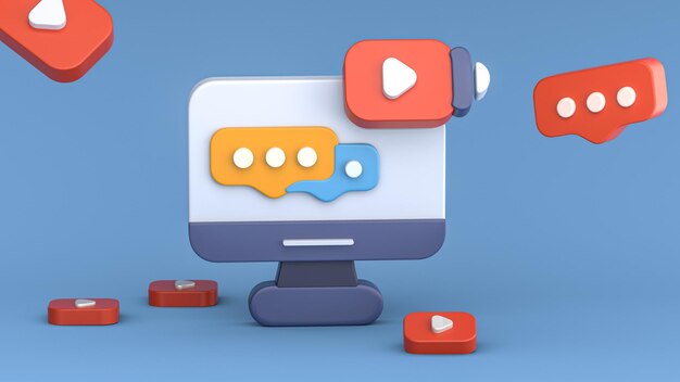 Social Media Video Marketing 3D Illustration