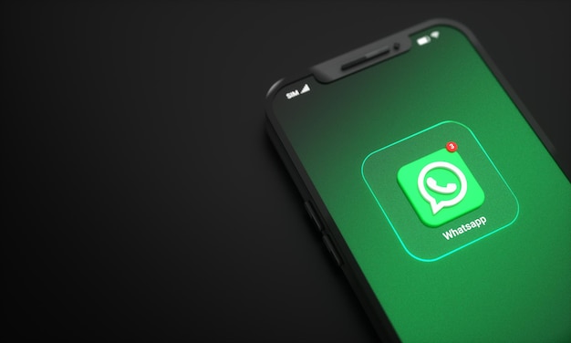 Foto social media whatsapp icone e loghi sullo schermo del telefono cellulare sfondo 3d con copia spazio per il testo