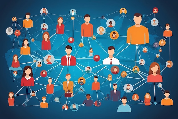 Foto illustrazione della connessione delle persone con le reti sociali