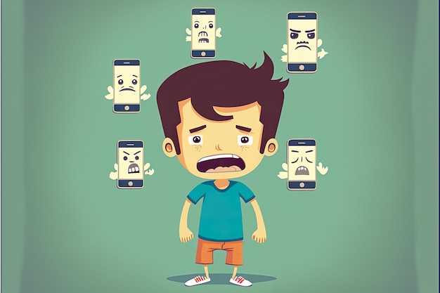 Social phobia flat illustration