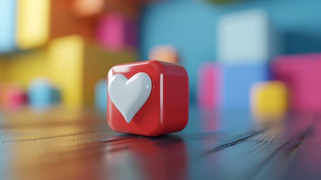 Foto social platform with heartshaped notification icon representing success 3d illustration