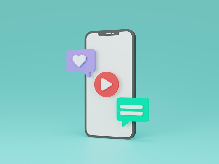 sociale media apps concept 3d illustratie
