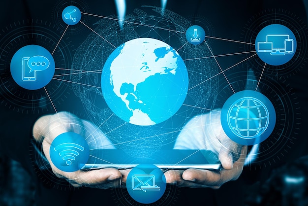 Sociale media en mensen netwerk technologie concept uds