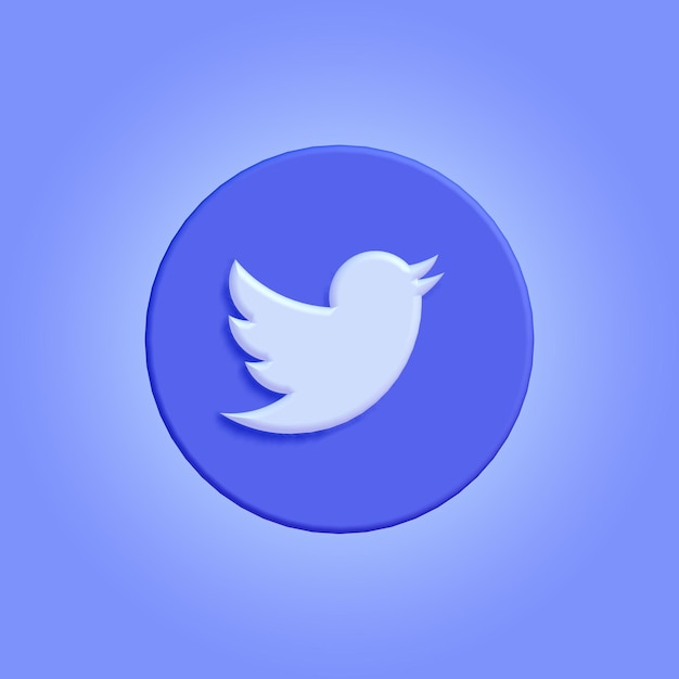 Sociale media Twitter 3d pictogram renderen met transparante achtergrond Twitter 3d pictogram illustratie