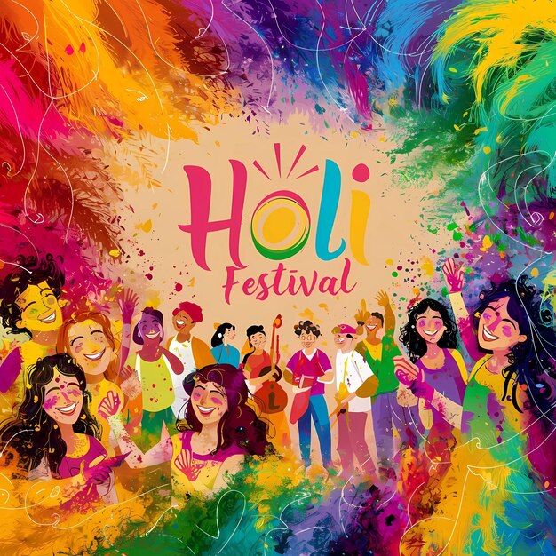 Socialize and friends celebrate Holi colors