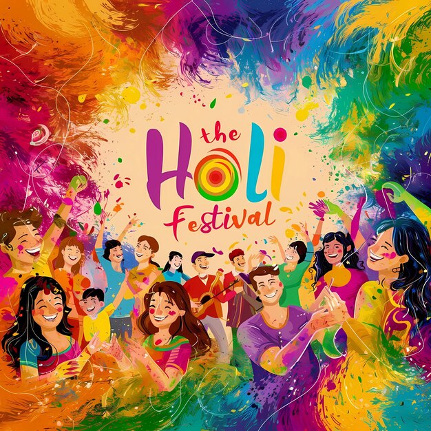 Socialize friends and family celebrating the colors of Holi