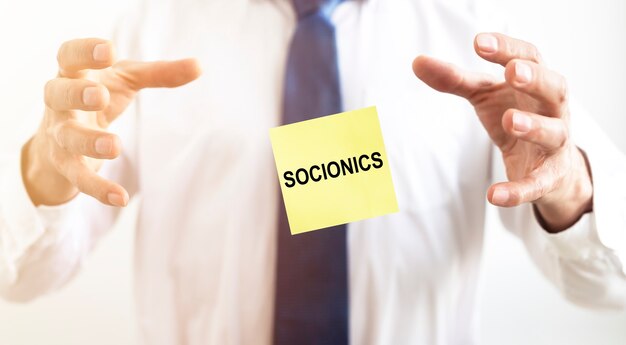 Socionics woord, inscriptie. psychologie en type persoonlijkheidsconcept.