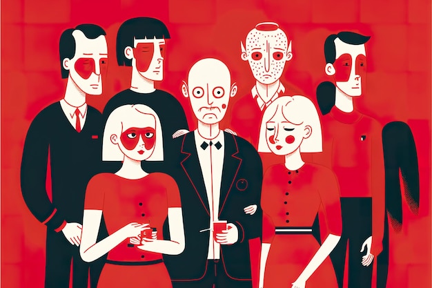 Sociopath in a group of people flat illustration