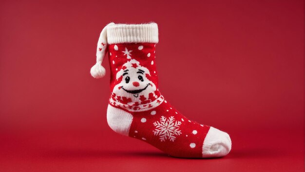 Sock christmas isolated on red background