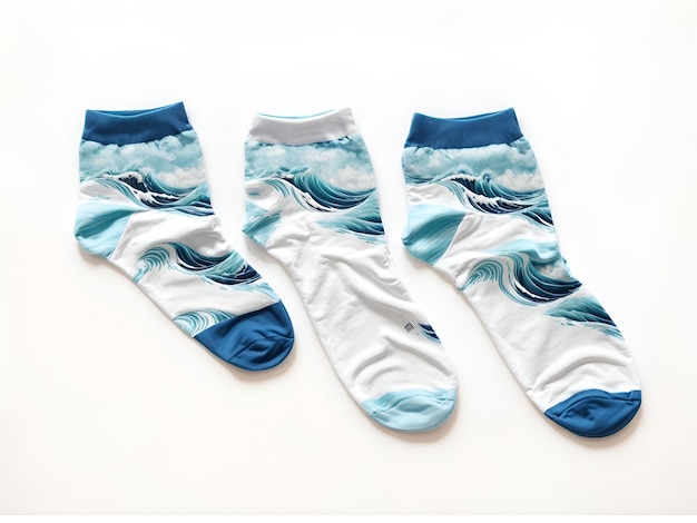 socks with Ocean Wave print