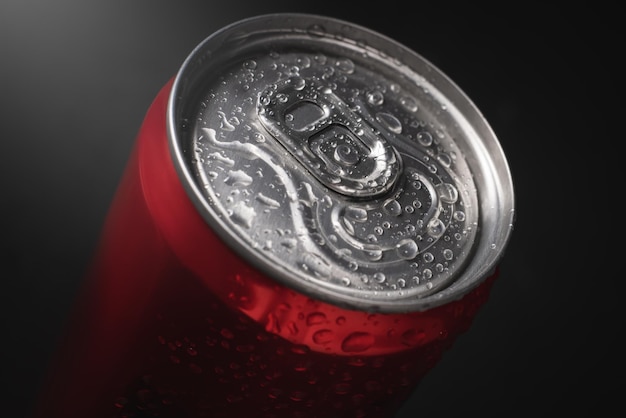 Soda or beer aluminium can pull ring macro