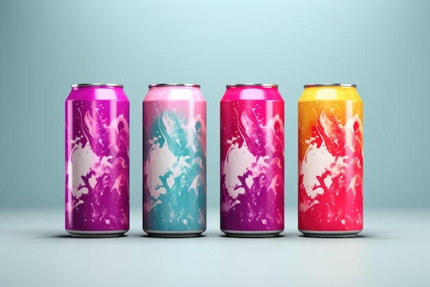 Soda blikjes met Splash Mockup ai gegenereerd