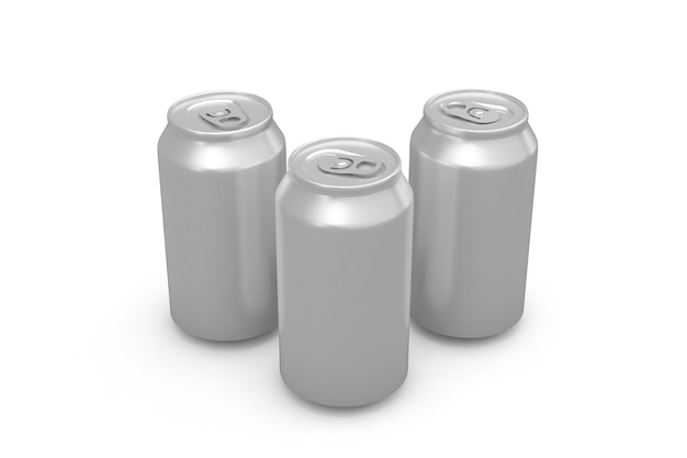 Soda Cans Front Side Isolated In White Background