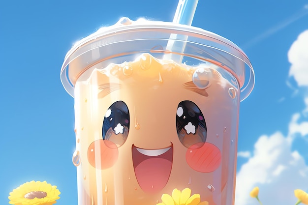 Soda cup with a joyful face expression