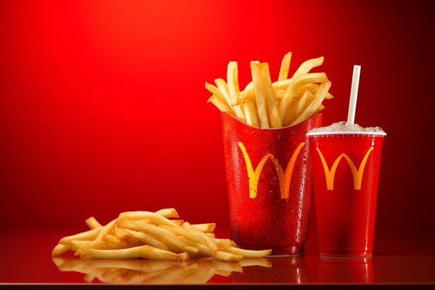 Photo soda drink and french fries