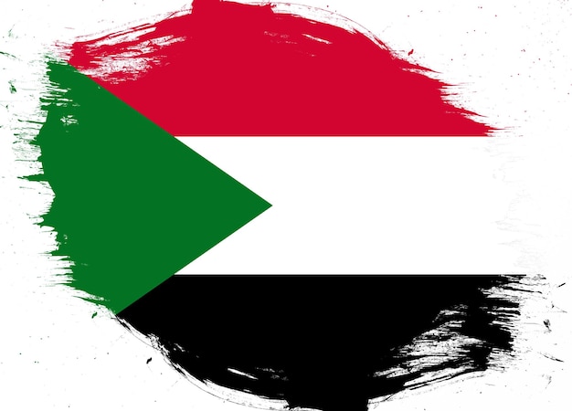 Soedan vlag op noodlijdende grunge brush achtergrond