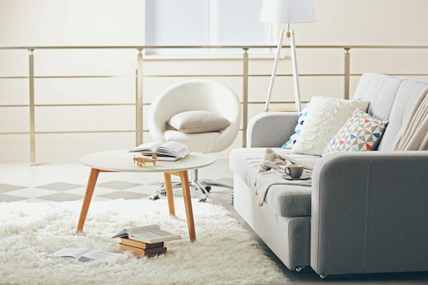 Sofa and armchair in living room