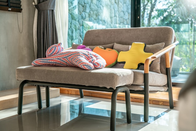 Sofa in the bedroom with doll and light ,bright space