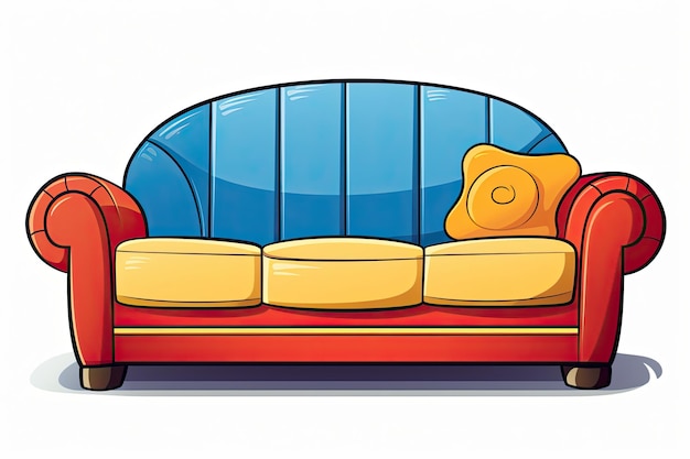 Photo sofa clipart in cartoon style vector illustration isolated on a white background