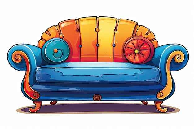 Photo sofa clipart in cartoon style vector illustration isolated on a white background