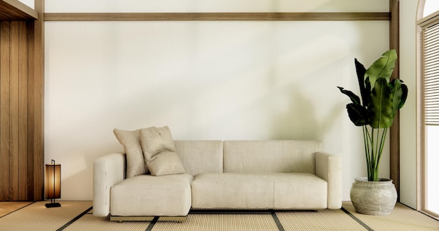 写真 ソファ家具とモダンな部屋のインテリア デザインの最小限の 3d レンダリング