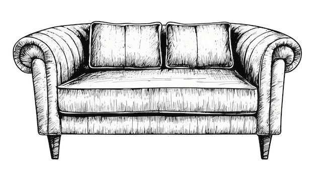Foto sofa mobili scribble un'illustrazione d'arte moderna