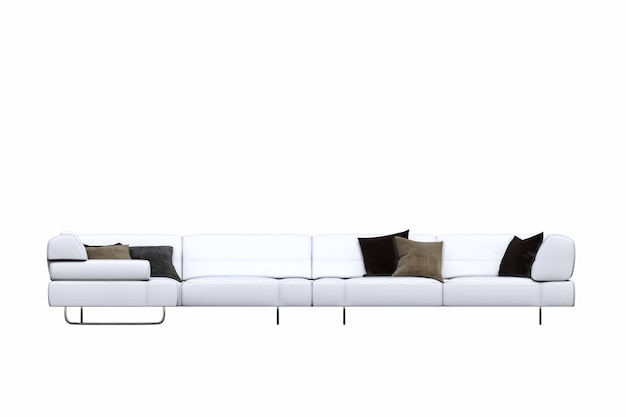 sofa isolated on white background, interior furniture, 3D illustration, cg render