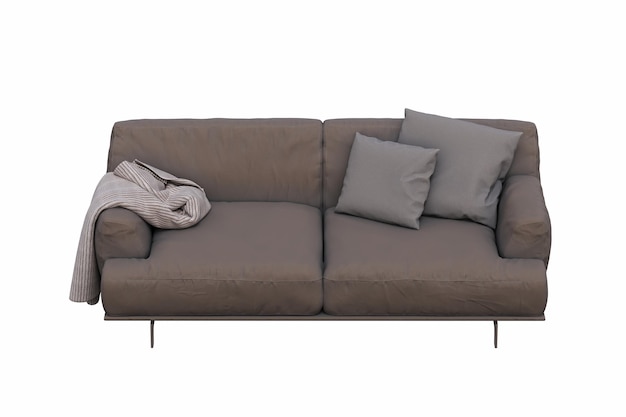 sofa isolated on white background, interior furniture, 3D illustration, cg render