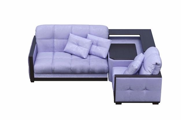 Foto divano isolato su sfondo bianco, arredamento interno, illustrazione 3d, rendering cg