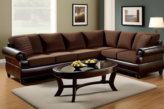 Sofa in living room interior design zoom background