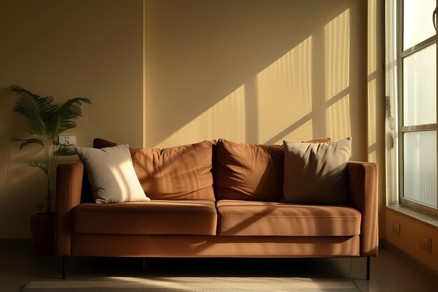 sofa in a living room interior wall mockup