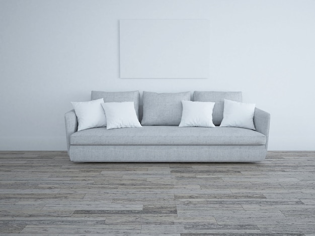 Photo sofa in livingroom on white wall